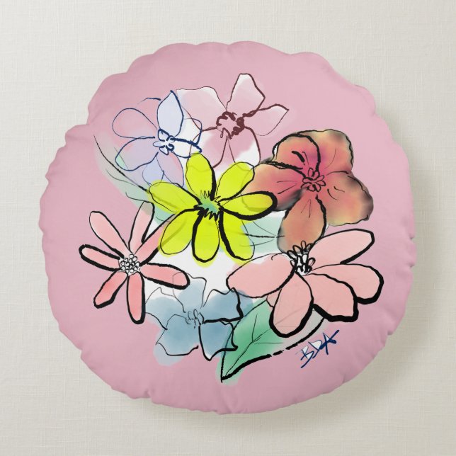 Die Niedliche, Hübsche BlumenBouquet Rundes Kissen (Vorderseite)