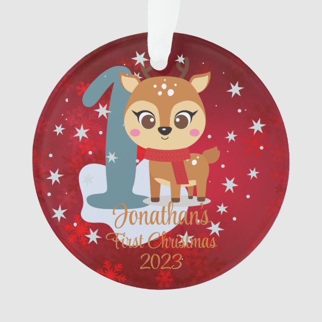 Die niedliche Rentierfarbe des Babys Ornament (Vorderseite)