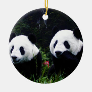 Die niedlichen Panda-Paare Keramik Ornament