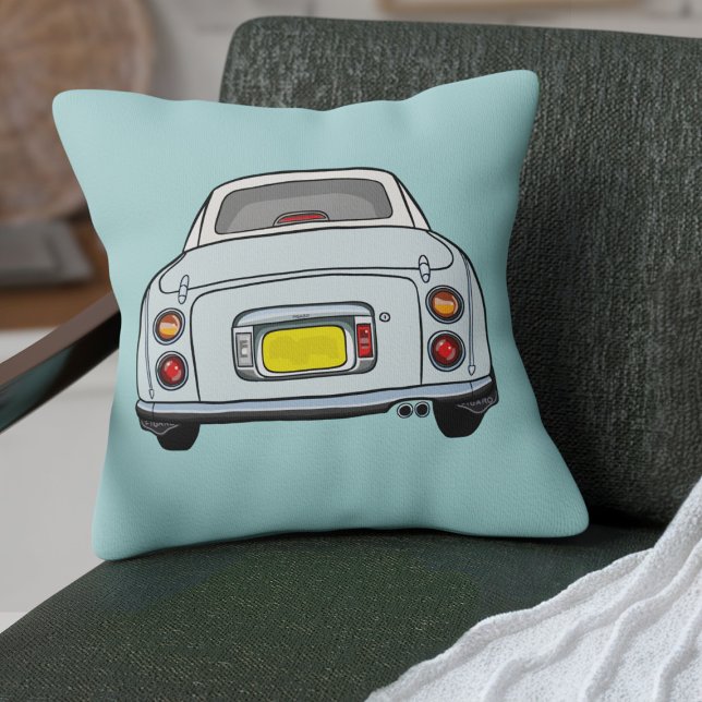 Die Niedlichen Zahlen von Pale Aqua Figaro Kissen (Fun pale aqua figgy on a blue pillow perfect for your car or home)