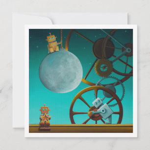 Die Night Shift Moon Roboter - Mini Print