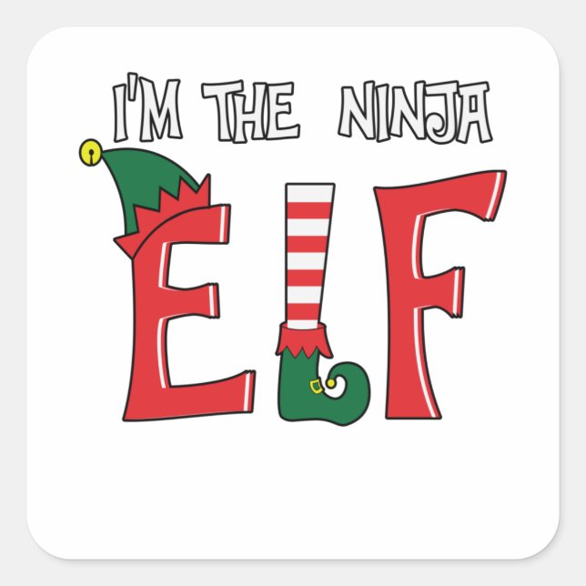 Die Ninja Elf Familie passt Weihnachten Pajamas zu Quadratischer Aufkleber (Vorderseite)
