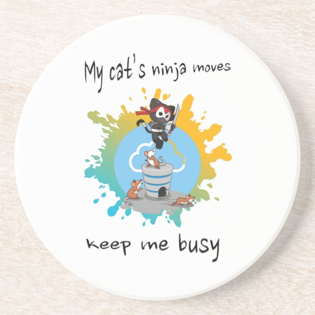 Die Ninja-Züge meiner Katze behielt mich beschäfti Getränkeuntersetzer (Vorne)