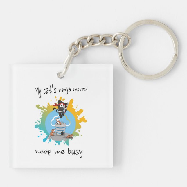 Die Ninja-Züge meiner Katze behielt mich beschäfti Schlüsselanhänger (Rückseite)
