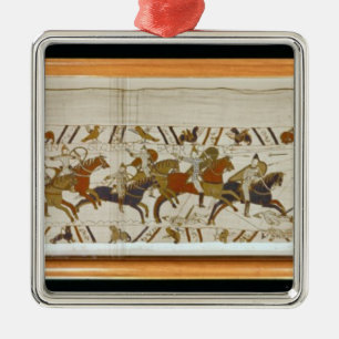 Die normannische Kavallerie nimmt Englisch in Silbernes Ornament