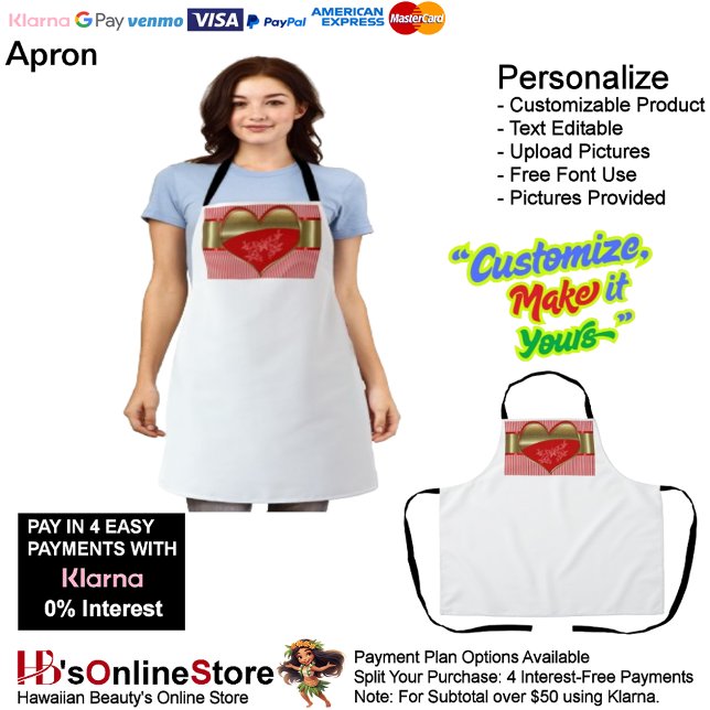 Die Noxen der Herz-Print-Schürze mit weißem Hinter Schürze (Boxes of Hearts Kitchen Cooking Mess Free Apron.)