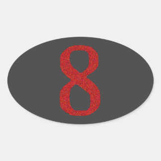 DIE NUMMER 8 IN ROT OVALER AUFKLEBER