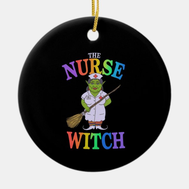 Die Nurse Hexe hat eine unheimlich schöne Hallowee Keramik Ornament (Vorne)
