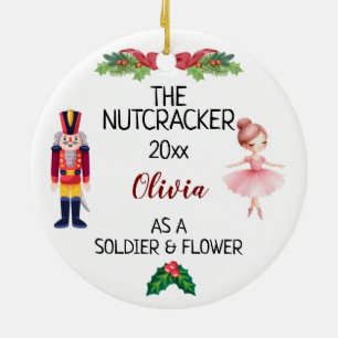 Die Nutcracker & Ballerina mit Individuelle Name u Keramik Ornament