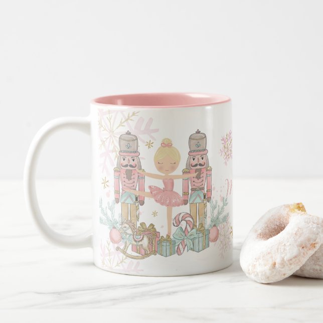 Die Nutcracker Ballett Pastete Blush Pink Weihnach Zweifarbige Tasse (Mit Donut)