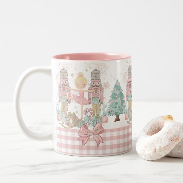 Die Nutcracker Ballett Pastete Blush Pink Weihnach Zweifarbige Tasse (Mit Donut)