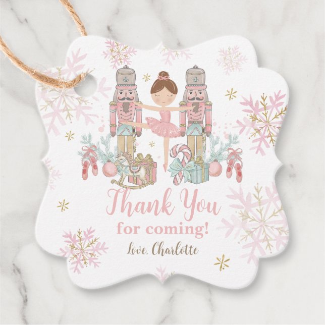 Die Nutcracker Ballett rot Rosa Winter Weihnachten Geschenkanhänger (Vorderseite)