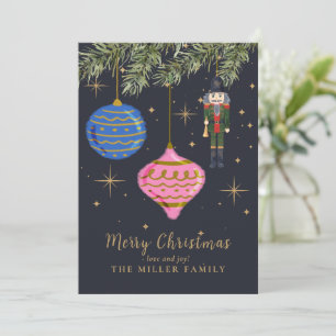 Die Nutcracker Flat Navy Holiday Card Feiertagskarte