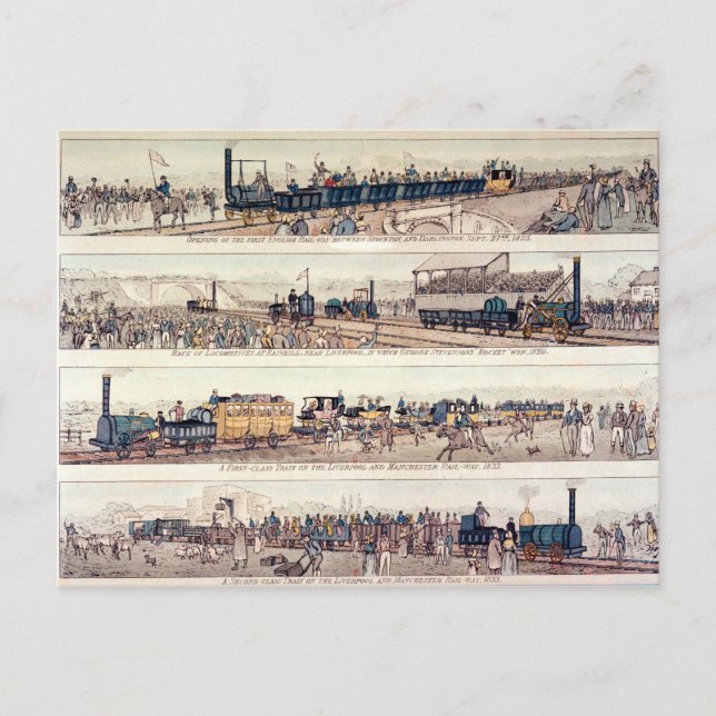 Die Öffnung von Stockton und von Darlington Postkarte (Vorderseite)