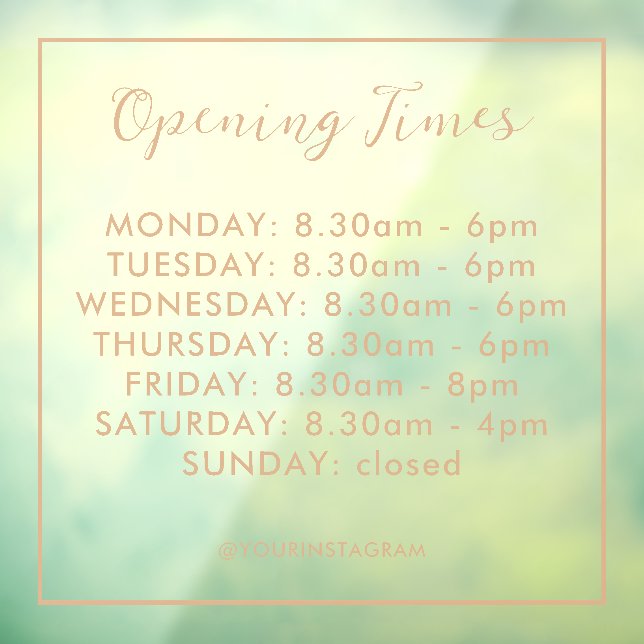 Die Öffnungszeiten Business Gold modern minimalist Fensteraufkleber (Blatt 3)