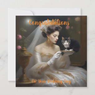 Die Ölfarbe der Katze, die flache Hochzeitkarte Karte