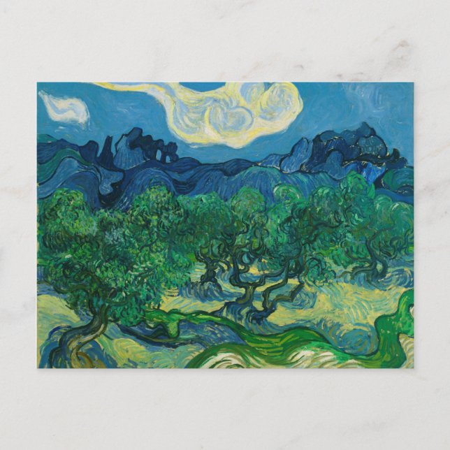 Die Olivenbäume mit Alpilles Vincent van Gogh Postkarte (Vorderseite)