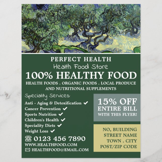 Die Olivenbäume, Van Gogh, Health Food Store Flyer (Vorne)