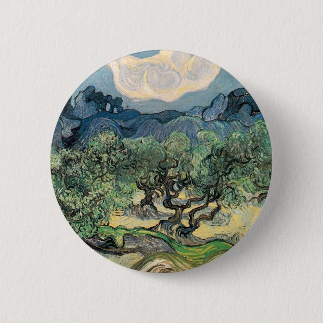 Die Olivenbäume, Vincent van Gogh Button (Vorderseite)