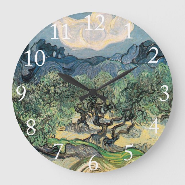 Die Olivenbäume, Vincent van Gogh Große Wanduhr (Vorderseite)