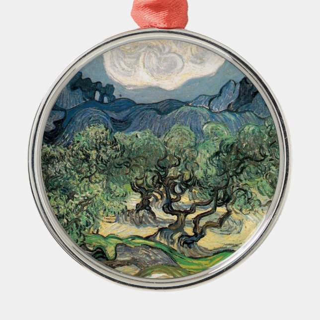 Die Olivenbäume, Vincent van Gogh Silbernes Ornament (Vorne)