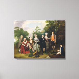 Die Oliver- und Bezirk-Familien in einem Garten, Leinwanddruck