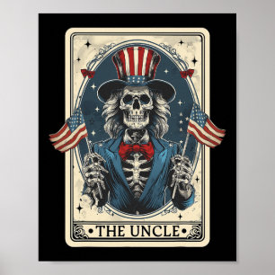Die Onkel-Tarotkarte Skelett Onkel Sam Vintage 4t Poster