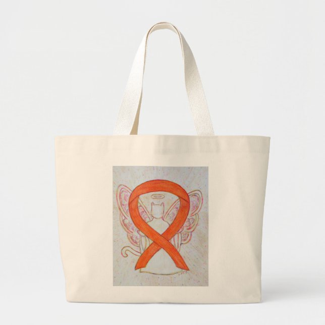 Die Orange Awareness Ribbon Custom Art Toag Jumbo Stoffbeutel (Vorne)