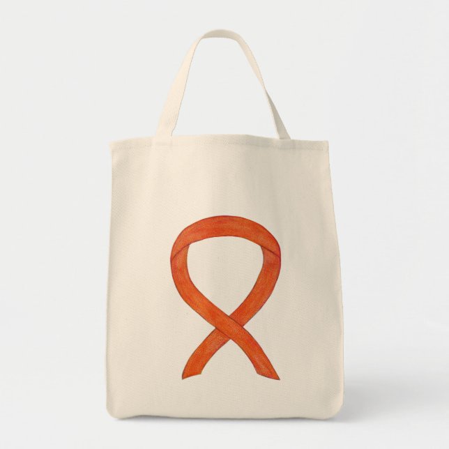 Die Orange Awareness Ribbon Custom Art Toag Tragetasche (Vorne)