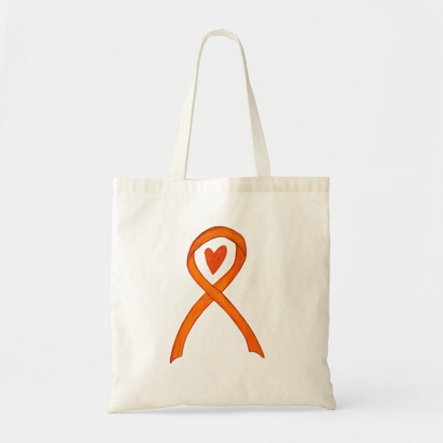Die Orange Awareness Ribbon Custom Art Toag Tragetasche (Vorne)