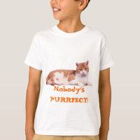 Die orange Katze u. das Weiß scherzt T - Shirt