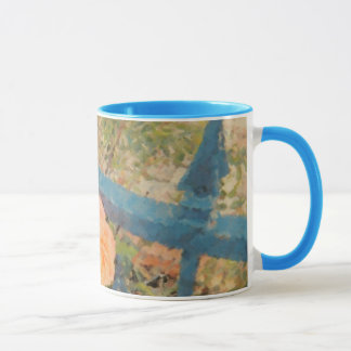 Die orange Rose hinter dem blauen Zaun Tasse