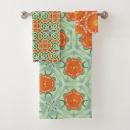 Die Orange Slice Collection Orange und Green Badhandtuch Set