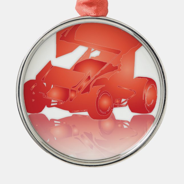 Die orange Winged Reflexion sprinten Auto Silbernes Ornament (Vorne)
