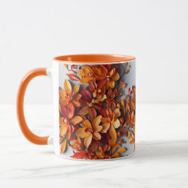Die orangefarbene Blumen-PD-Zweifarben-Kaffeetasse Tasse