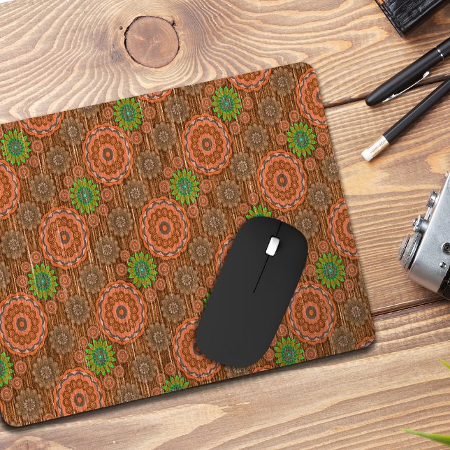 Die Orangen, mit Blumen bestreuten Fäden strukturi Mousepad (Von Creator hochgeladen)