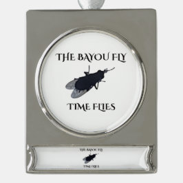 Die Original Bayou Fliege Die Zeit Fliegt Banner-Ornament Silber