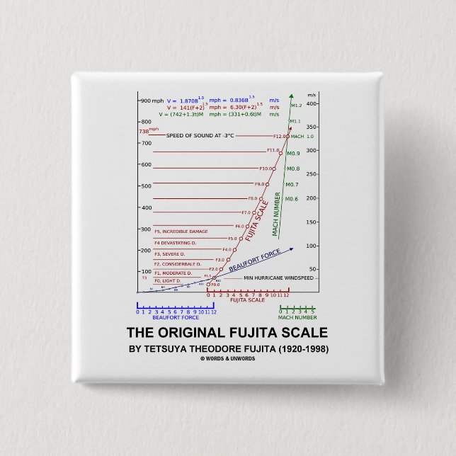 Die Original Fujita Scale Tetsuya Theodore Fujita Button (Vorderseite)