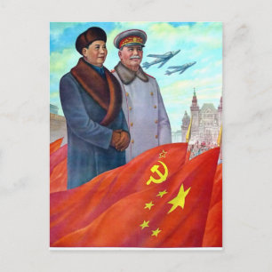 Die Originalpropaganda Mao tse tung und Joseph Sta Postkarte