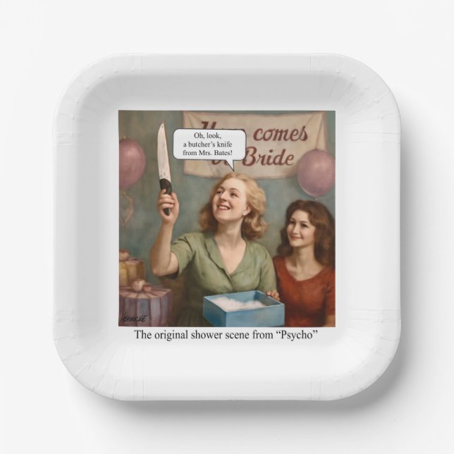 Die originelle Duschszene aus Psycho. Pappteller (Vorderseite)