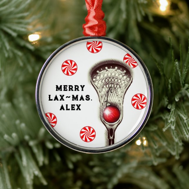 Die originelle Merry Lax-mas Lacrosse Ornament Aus Metall (Baum)