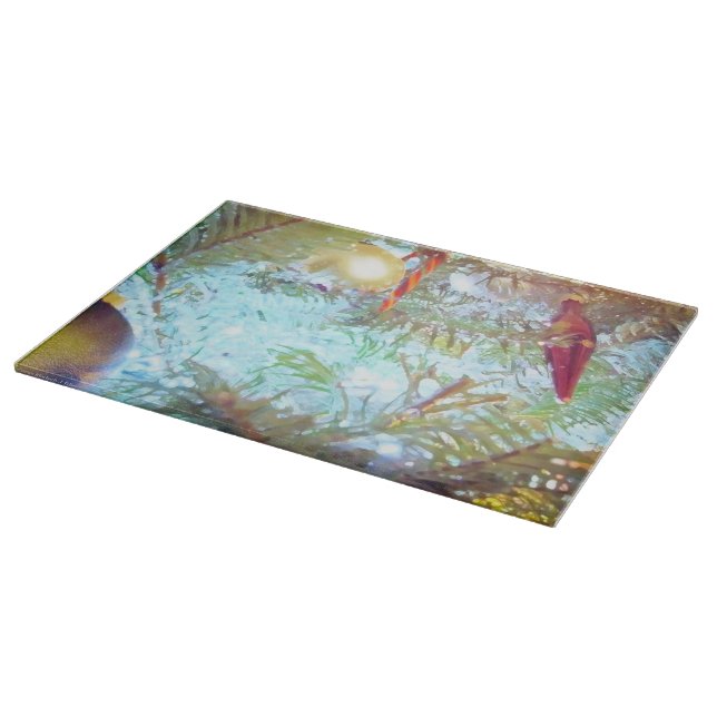 Die Ornamente der Feiertage im Licht Schneidebrett (Ecke)