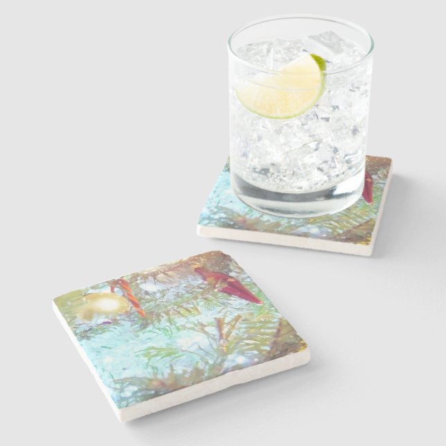 Die Ornamente der Feiertage im Licht Steinuntersetzer (Seitenansicht)