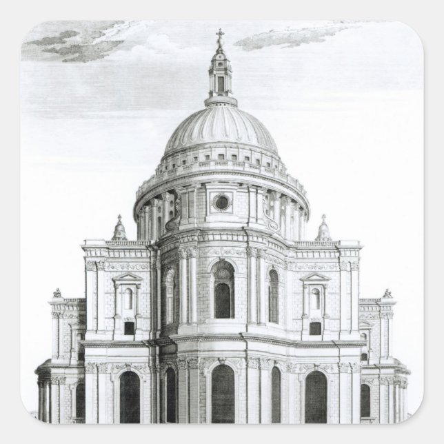 Die Ost-Aussicht auf die St. Paul's Cathedral Quadratischer Aufkleber (Vorderseite)