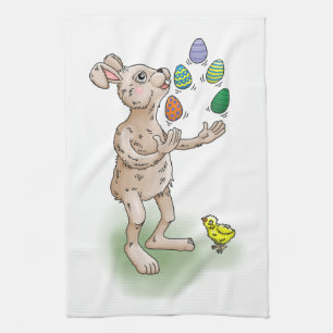 Die Ostersonnenjongliere mit den Ostereiern Geschirrtuch