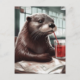 Die Otter im Café Postkarte