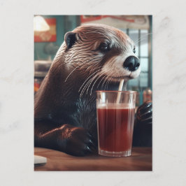 Die Otter trinken eine Limonade im Café Postkarte