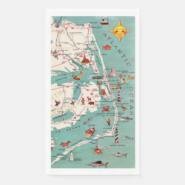 Die Outer Banks Karte Serviette (Vorderseite)