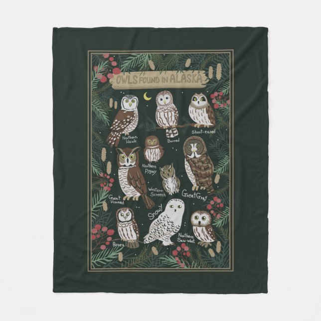 Die Owls in Alaska Blanket gefunden Fleecedecke (Vorderseite)