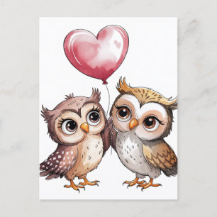 Die Owls mit einem Herzballon Postkarte